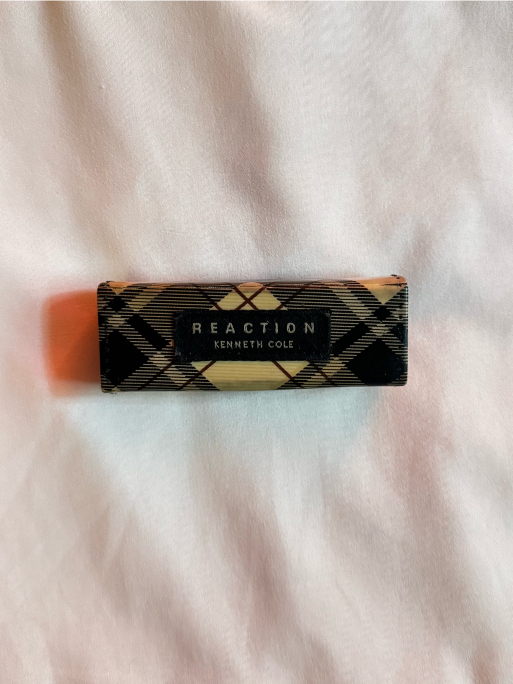 Kenneth Cole Reaction Black and Tan Plaid Lipstick Holder